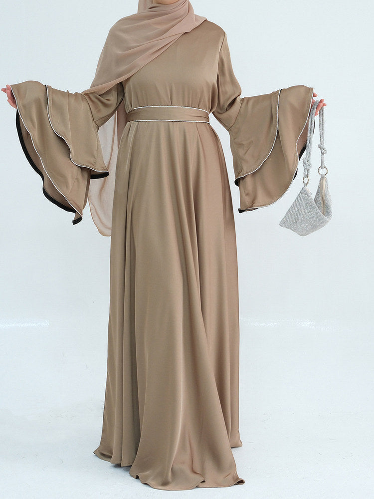 Southeast Asian beaded luxury double-layer flared sleeve Dingzhu Luxury Dress for women