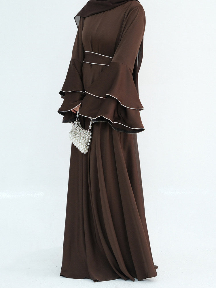 Southeast Asian beaded luxury double-layer flared sleeve Dingzhu Luxury Dress for women