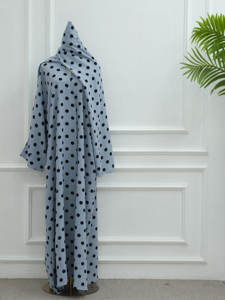 Southeast Asian gorgeous polka dot cardigan with headscarf travel style over loose robe women's Wave Point Robe