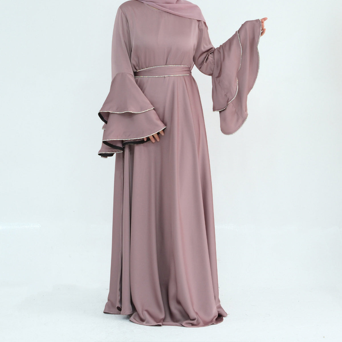 Southeast Asian beaded luxury double-layer flared sleeve Dingzhu Luxury Dress for women