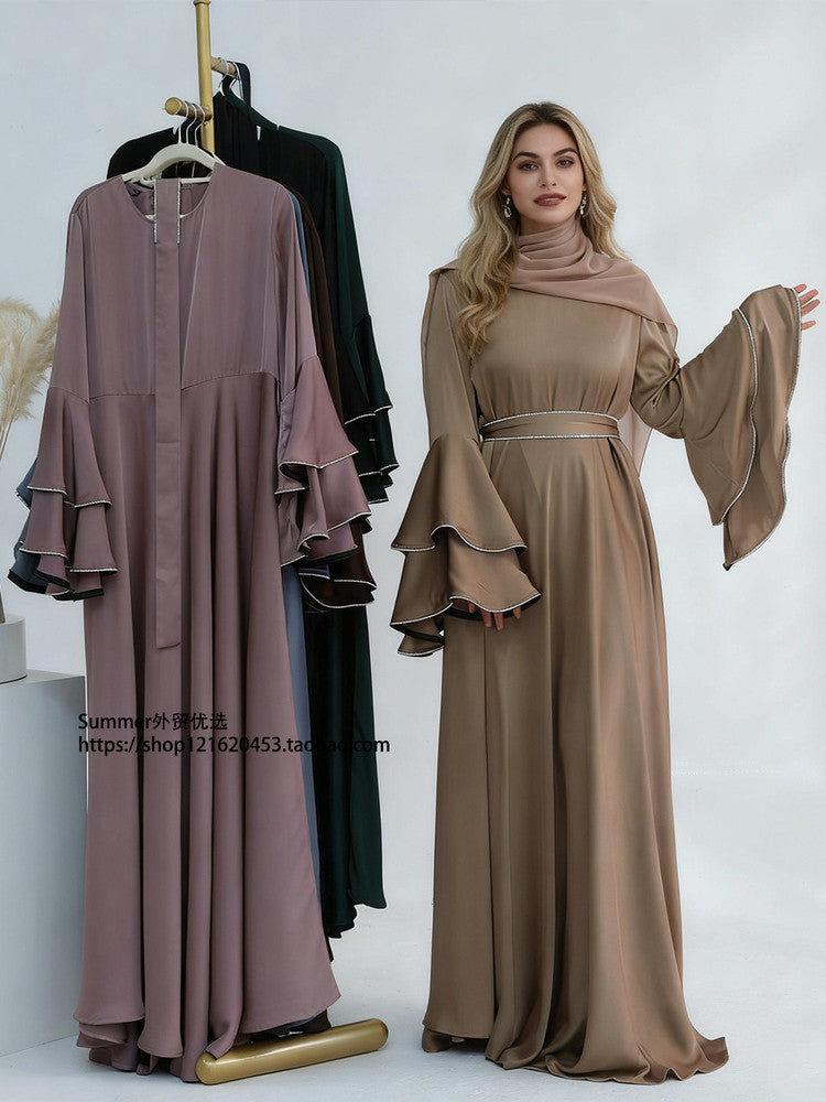 Southeast Asian beaded luxury double-layer flared sleeve Dingzhu Luxury Dress for women