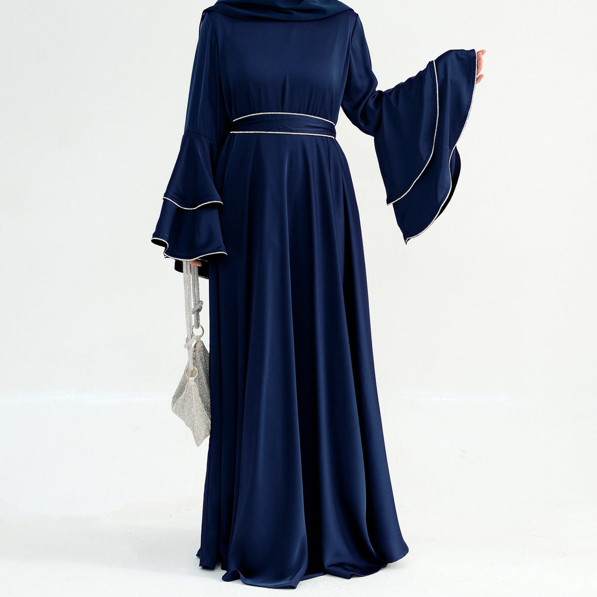 Southeast Asian beaded luxury double-layer flared sleeve Dingzhu Luxury Dress for women