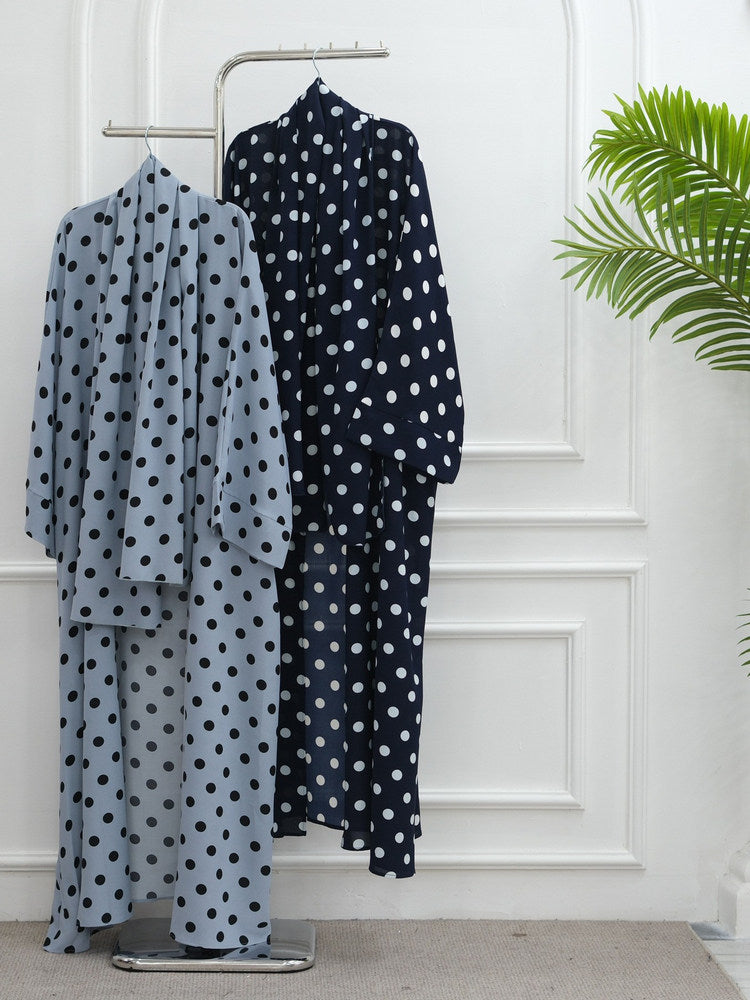 Southeast Asian gorgeous polka dot cardigan with headscarf travel style over loose robe women's Wave Point Robe