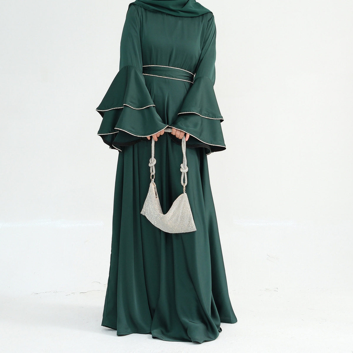 Southeast Asian beaded luxury double-layer flared sleeve Dingzhu Luxury Dress for women