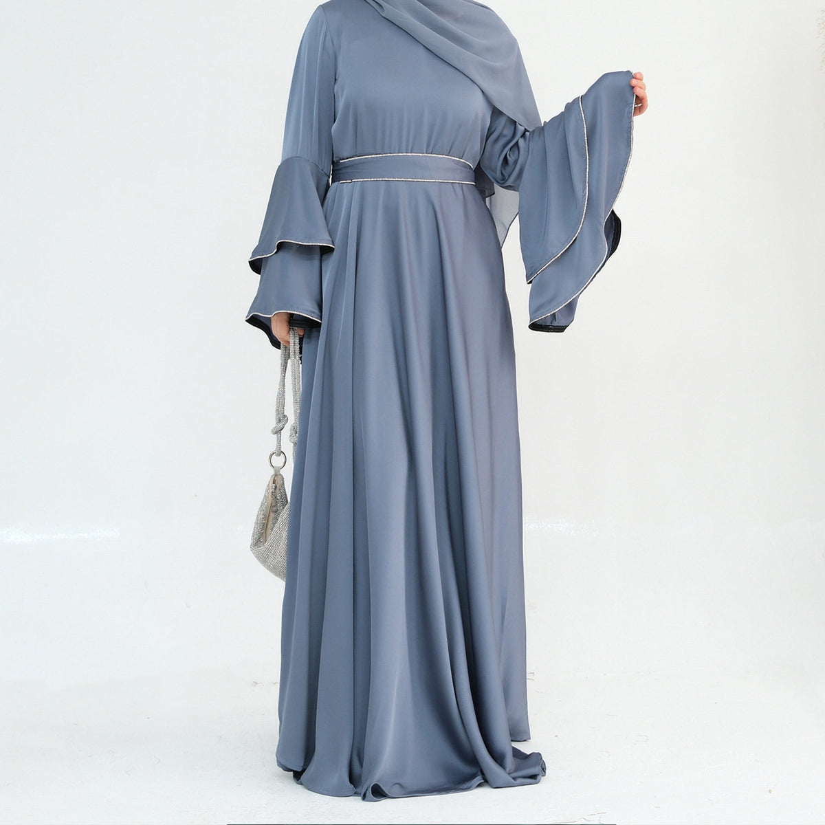 Southeast Asian beaded luxury double-layer flared sleeve Dingzhu Luxury Dress for women